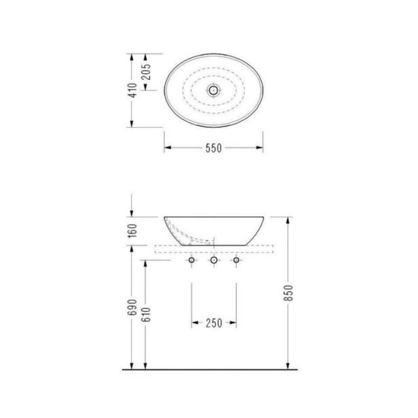 Νιπτήρας Serel CH33 55x41cm